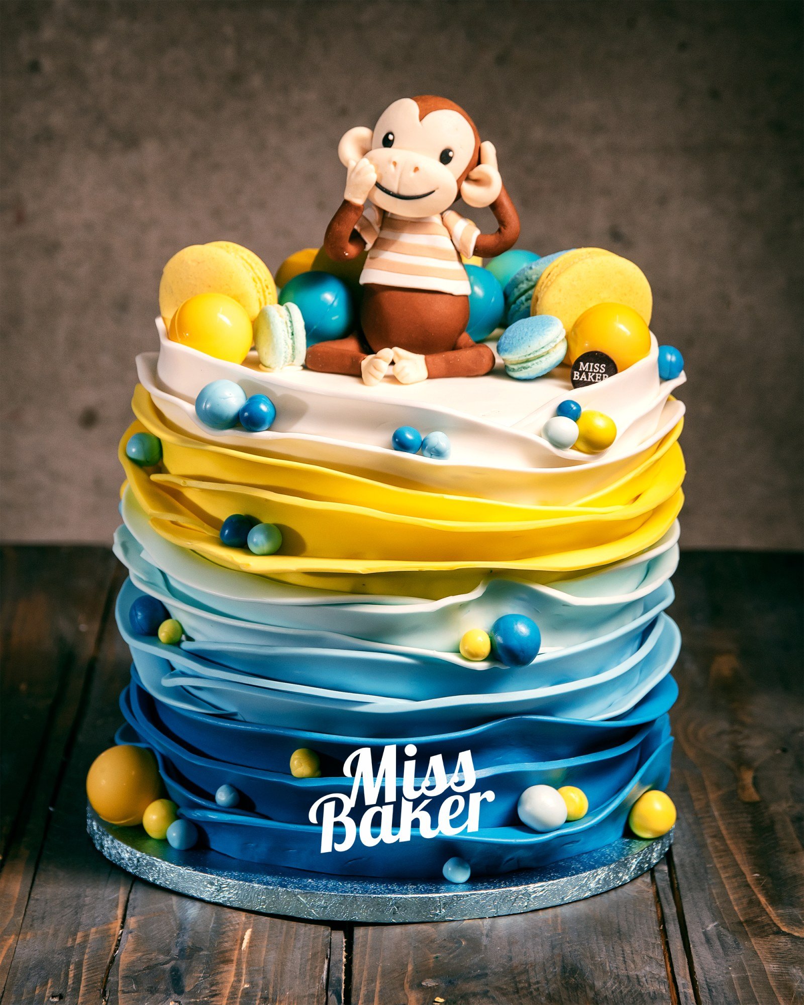 Toturi pentru copii — figurina maimuță, macarons galben, macarons verde mentă — Miss Baker Constanța