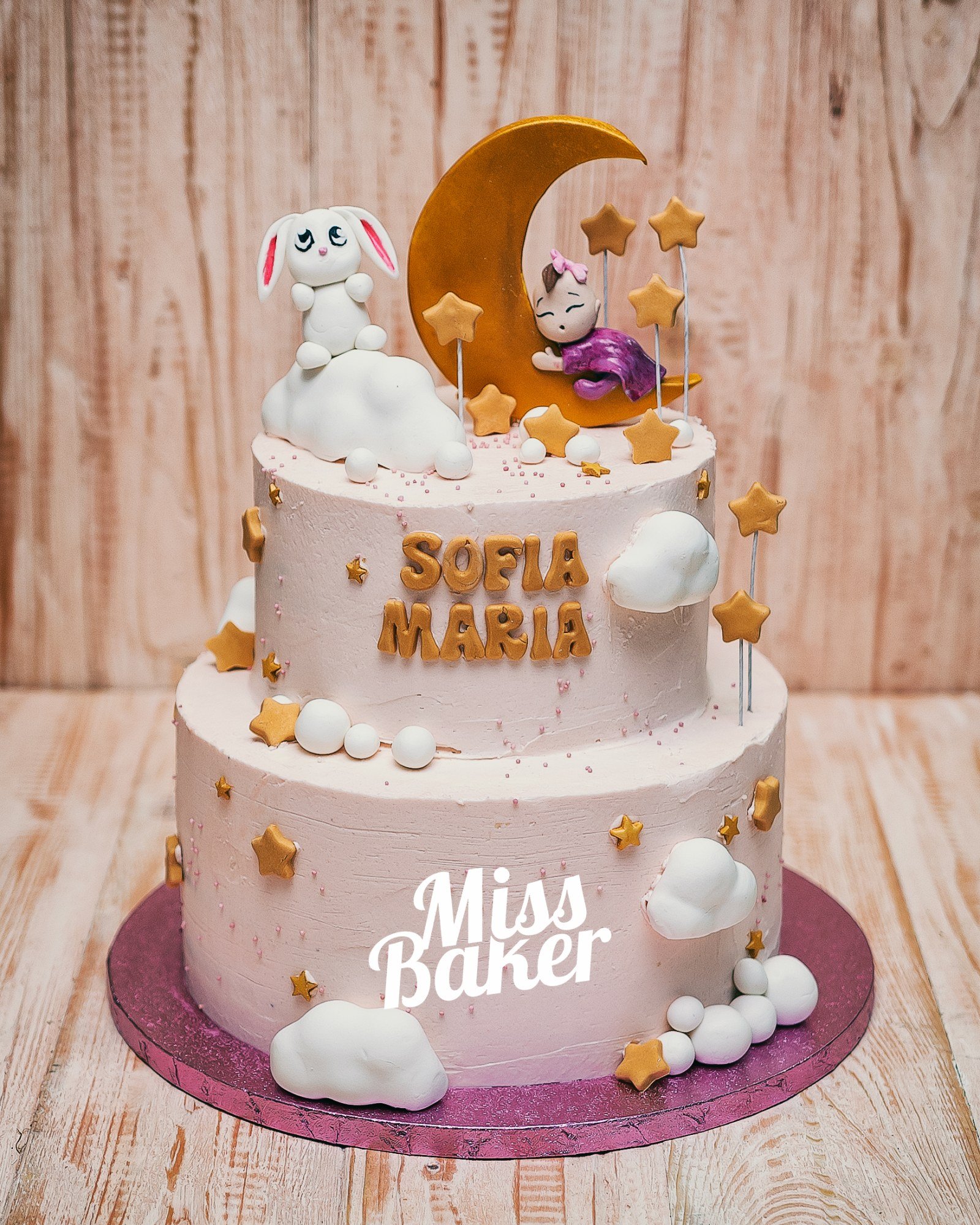 Torturi de botez — tort etajat, două niveluri, personalizat — Miss Baker Constanța