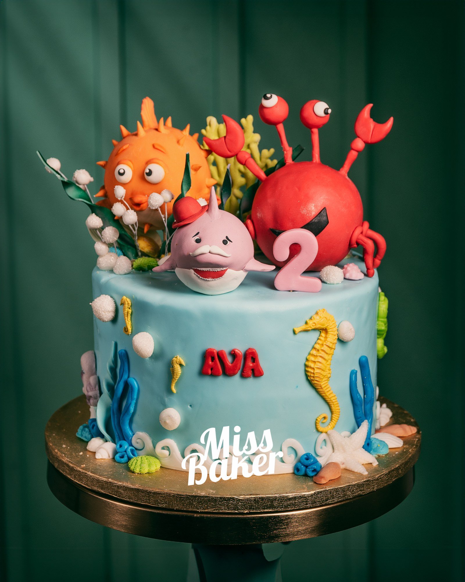 Toturi pentru copii — figurina pește portocaliu, figurina crab roșu, figurina rechin roz — Miss Baker Constanța