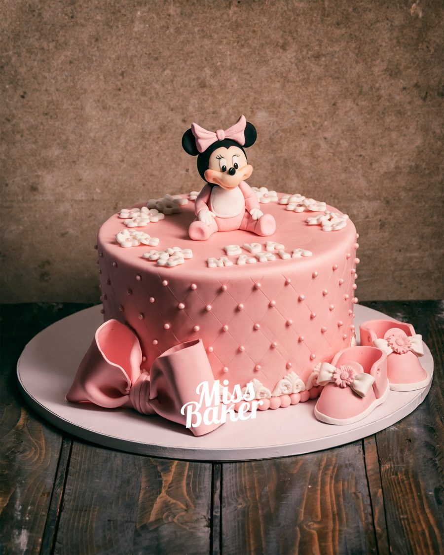 roz pudrat, figurina Minnie Mouse, pantofiori modelați — Miss Baker Constanța