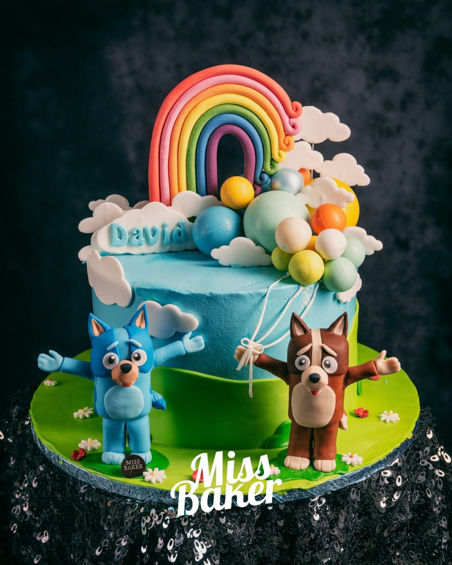 curcubeu tridimensional, figurina albastră, figurina maro — Miss Baker Constanța