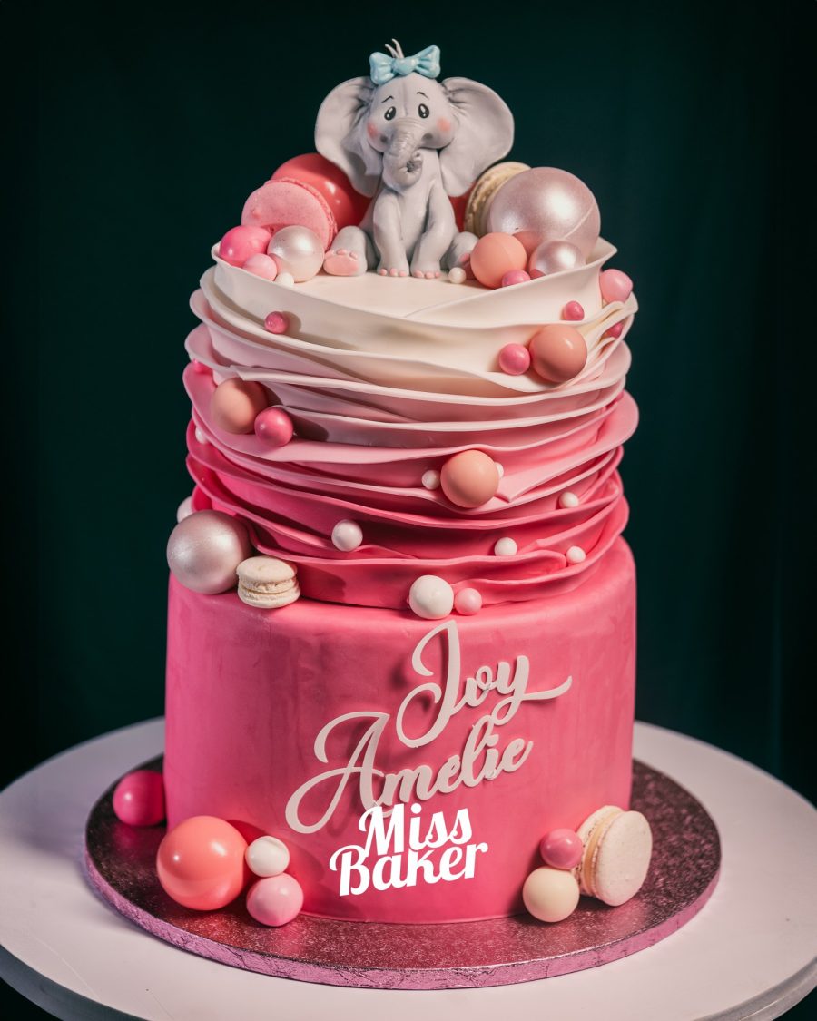elefănțel fondant, valuri suprapuse roz, valuri suprapuse alb — Miss Baker Constanța