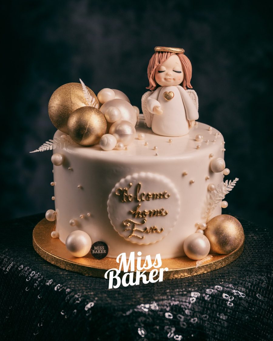 figurina îngeraș, perle aurii, perle albe — Miss Baker Constanța