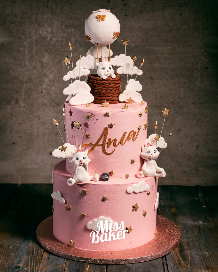roz pastel, balon aerostatic comestibil, nori pufoși — Miss Baker Constanța