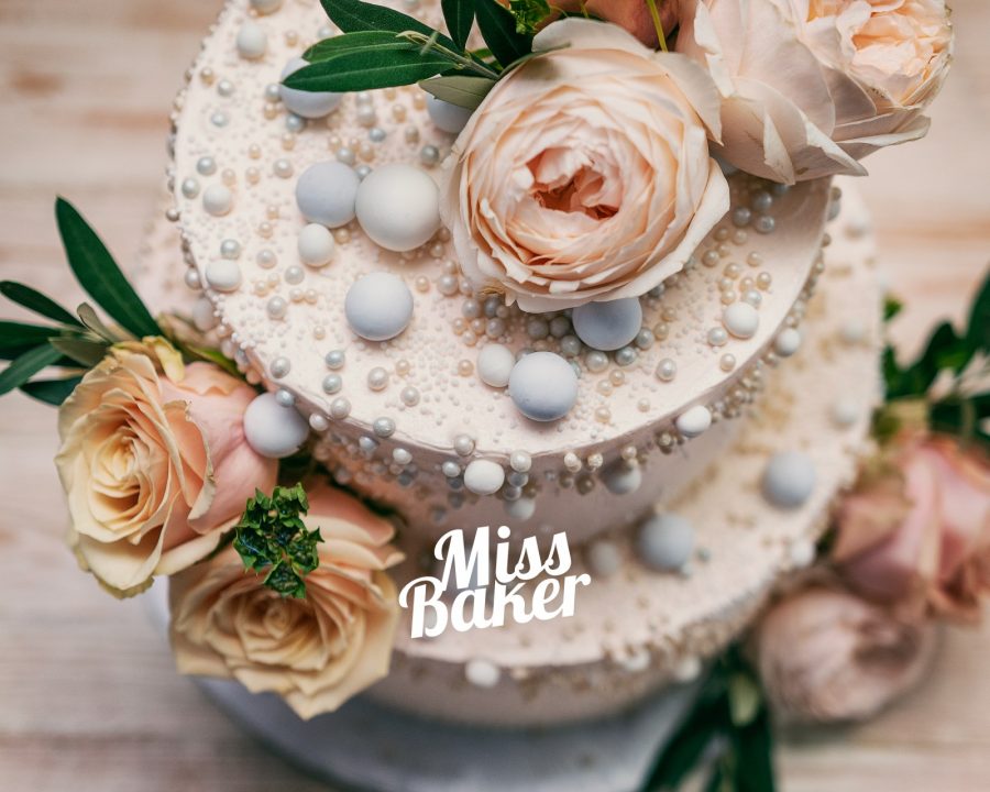 două niveluri, trandafir roz pal, perle comestibile — Miss Baker Constanța