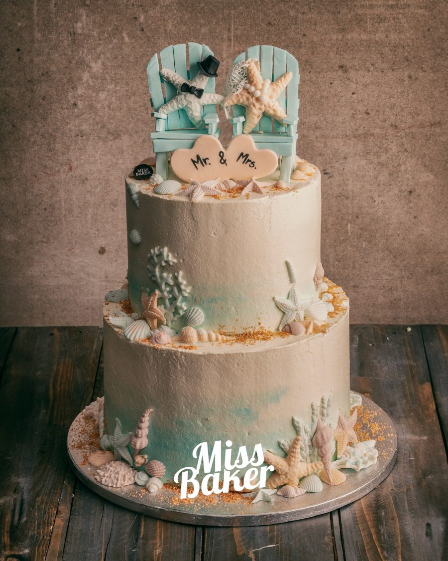 scaun miniatural turcoaz, stea de mare decorativă, scoică modelată — Miss Baker Constanța
